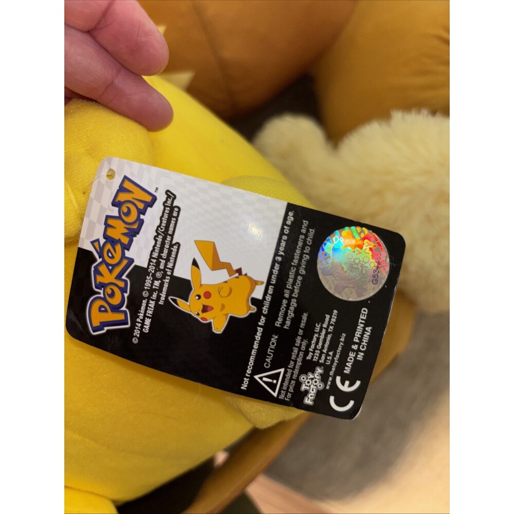 Big 16 Inch Set If 2 Pokemon Plush Pikachu (has Tags) Evee 2014 2022 - Picture 15 of 16